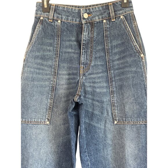 Stella McCartney Vintage Workwear Wide Jeans in Dark Blue 25 New Womens Denim - Picture 6 of 15